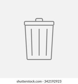 Trash can line icon for web, mobile and infographics. Vector dark grey icon isolated on light grey background.