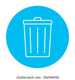 Lixeira pode linha ícone para web, móvel e infográficos. Ícone branco vetorial no quadrado gradiente azul com cantos arredondados isolados no plano de fundo branco.