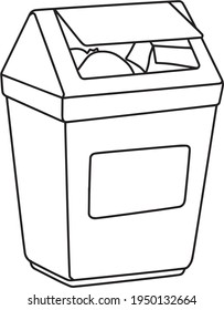 ilustración vectorial de línea de cubo de basura aislada en fondo blanco
