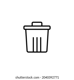 Basura puede con líneas en un fondo blanco. Se puede usar como un icono. Dibujo vectorial minimalista.