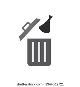 Trash can, litter, garbage can or bin with bag vector icon color