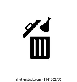 Trash can, litter, garbage can or bin with bag vector icon