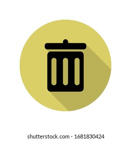 trash can long shadow icon. Simple glyph, flat vector of web icons for ui and ux, website or mobile application