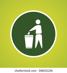 Trash Can With Man Icon