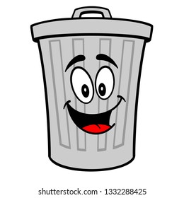 Trash Can Mascot - A vector cartoon illustration of a aluminum Trash Can mascot.