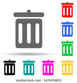 trash can multi color style icon. Simple thin line, outline vector of web icons for ui and ux, website or mobile application