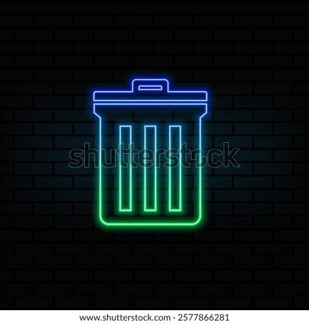 Trash Can Neon Sign. blue color.