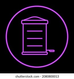 trash can neon sign, modern glowing banner design, colorful modern design trends. Vector illustration.