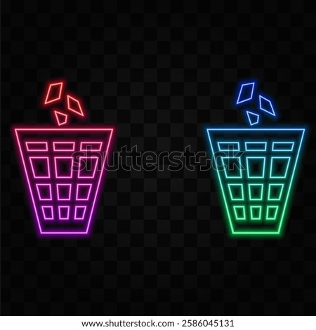 Trash Can Neon Sign. neon style..