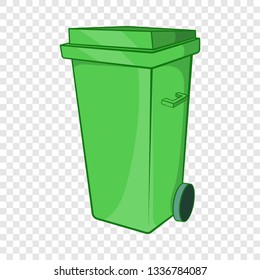 Trash can on wheels icon in cartoon style isolated on background for any web design 