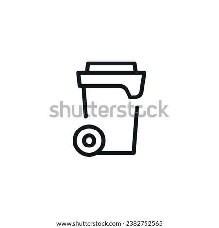 Trash can on wheels linear icon. Thin line customizable illustration. Contour symbol. Vector isolated outline drawing. Editable stroke