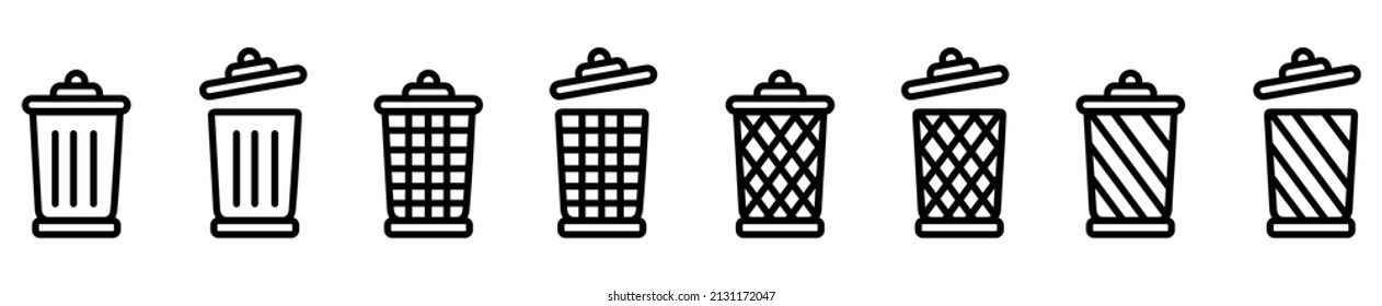  la papelera puede abrir el icono Diseño de la ilustración del vector,
 conjunto de iconos Recolección de basura o basura.