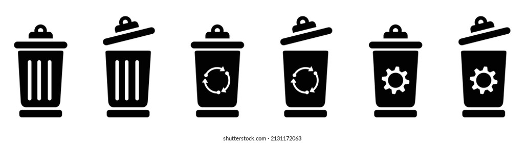  la papelera puede abrir el icono Diseño de la ilustración del vector,
 conjunto de iconos Recolección de basura o basura.