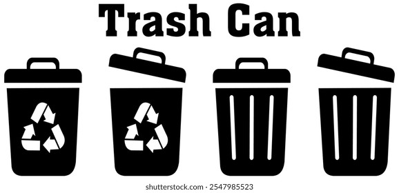 trash can open icon Vector illustration design, icon set Garbage or rubbish collection