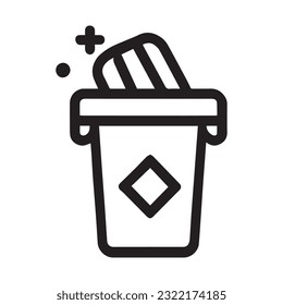 Trash can open outline vector icon. Thin line black trash can open icon, flat vector simple element illustration from editable isolated on white background