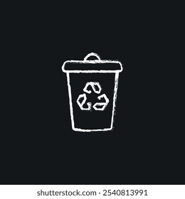 Trash can. Organic waste chalk icon. Thin line customizable illustration. Contour symbol. Vector isolated outline drawing.