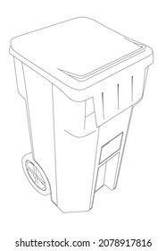 La basura puede delinearse a partir de líneas negras aisladas en fondo blanco. Vista isométrica. Ilustración del vector