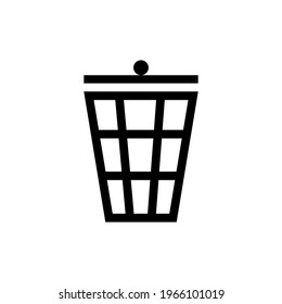 Trash can outline icon on a white background. Garbage removal and cleaning icon. Vector isolated black and white illustration.