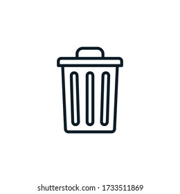 Trash can outline icons. Vector illustration. Editable stroke. Isolated icon suitable for web, infographics, interface and apps.