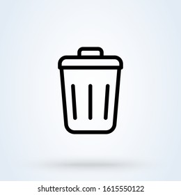 trash can outline, Simple vector modern icon design illustration.