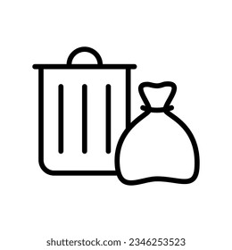 Trash Can outline vector icon isolated on white background. Trash Can line icon for web, mobile and ui designe