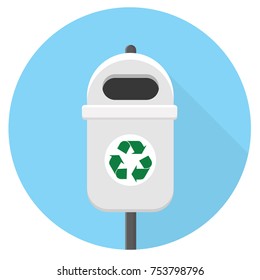 Trash Can In Park Icon Flat Design