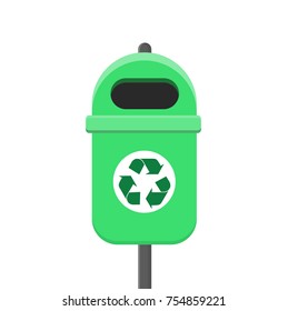 Trash Can In Park Icon Flat Design