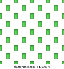 Trash can pattern. Cartoon illustration of trash can vector pattern for web