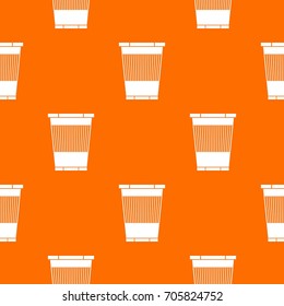 Trash can pattern repeat seamless in orange color for any design. Vector geometric illustration