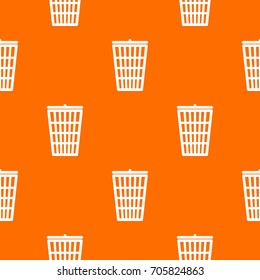 Trash can pattern repeat seamless in orange color for any design. Vector geometric illustration