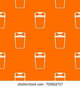 Trash can pattern repeat seamless in orange color for any design. Vector geometric illustration