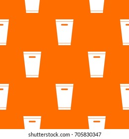 Trash can pattern repeat seamless in orange color for any design. Vector geometric illustration