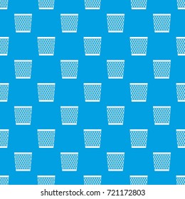 Trash can pattern repeat seamless in blue color for any design. Vector geometric illustration