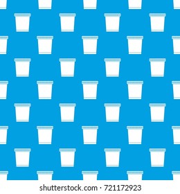 Trash can pattern repeat seamless in blue color for any design. Vector geometric illustration
