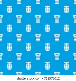 Trash can pattern repeat seamless in blue color for any design. Vector geometric illustration