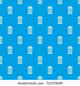 Trash can pattern repeat seamless in blue color for any design. Vector geometric illustration