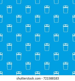 Trash can pattern repeat seamless in blue color for any design. Vector geometric illustration