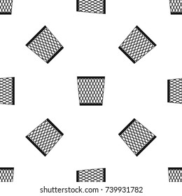 Trash can pattern repeat seamless in black color for any design. Vector geometric illustration