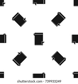 Trash can pattern repeat seamless in black color for any design. Vector geometric illustration