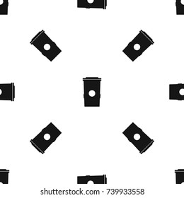 Trash can pattern repeat seamless in black color for any design. Vector geometric illustration