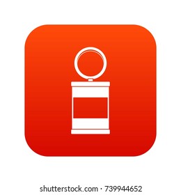 Trash can with pedal icon digital red for any design isolated on white vector illustration