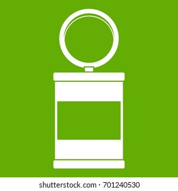 Trash can with pedal icon white isolated on green background. Vector illustration