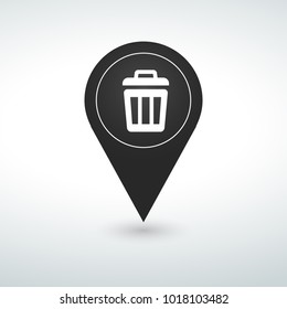 Trash can pin Map pin icon