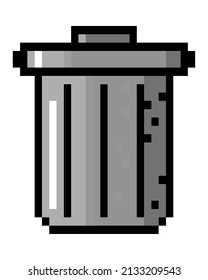 trash can pixel icon flat