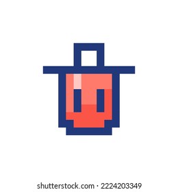 Trash can pixelated RGB color ui icon. Delete button. Waste container. Simplistic filled 8bit graphic element. Retro style design for arcade, video game art. Editable vector isolated image