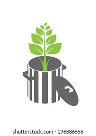 trash can with plant icon