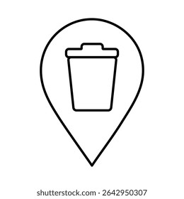 Trash Can Pointer Line Icon. Editable Stroke. Pin, Navigation, Direction, Marker Icons