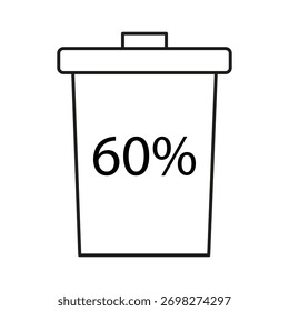 La basura puede progresar. 60 por ciento ilustración. Símbolo de valor de datos. Gráfico de residuos de Vector. EPS 10.