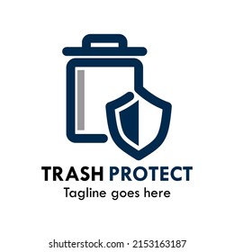 Trash can protect logo template illustration