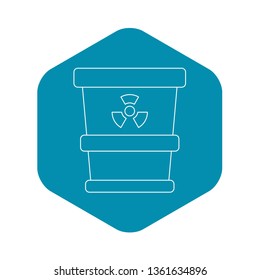 Trash can with radioactive waste icon. Outline illustration of trash can with radioactive waste vector icon for web